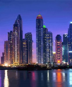 Dubai Skyline At Night Paint By Numbers