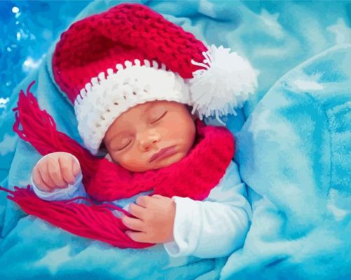 Sleeping Christmas Baby Boy Paint By Numbers