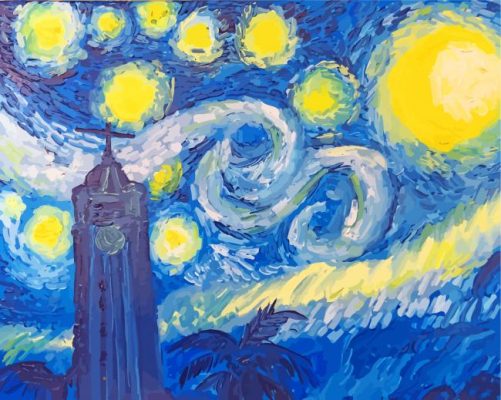 Starry Night Aloha Tower Paint By Numbers