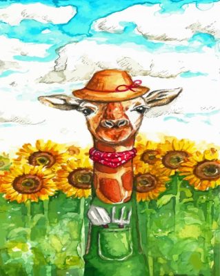 Sunflower Giraffe Art Paint By Numbers