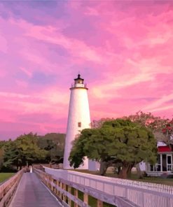 Sunset At Ocracoke Lighthouse Paint By Numbers