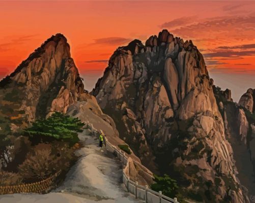 Sunset At Yellow Mountain China Paint By Numbers