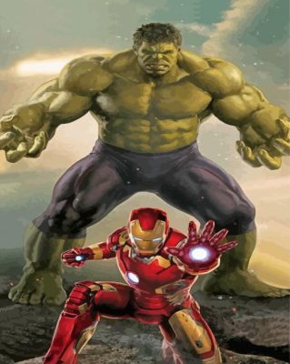 Superheroes Hulk And Iron Man Paint By Numbers