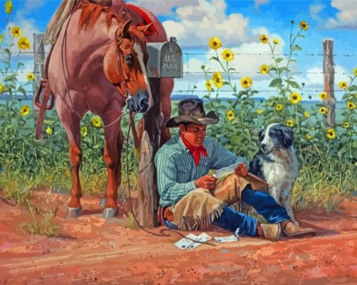 The Cowboy And Dog Paint By Numbers