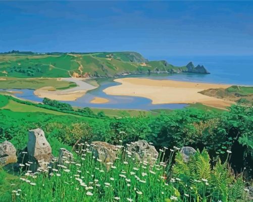 Three Cliffs Bay Swansea Paint By Numbers