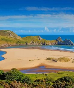 Three Cliffs Bay Swansea Seascape Paint By Numbers