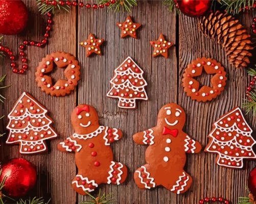 Traditional Christmas Gingerbread Man Paint By Numbers