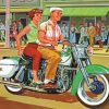 Vintage Motorbike Couple Paint By Numbers