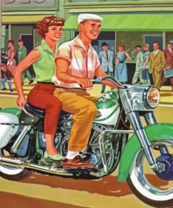 Vintage Motorbike Couple Paint By Numbers