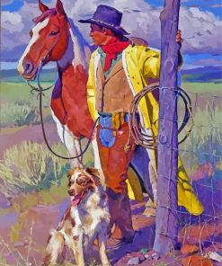 Western Cowboy And Dog Paint By Numbers