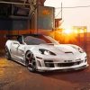White Corvette At Sunset Paint By Numbers