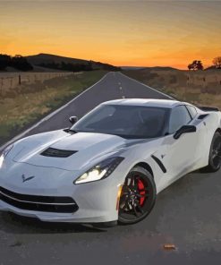 White Corvette Car Paint By Numbers
