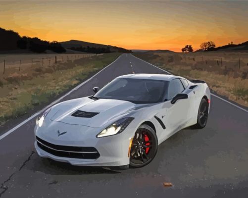 White Corvette Car Paint By Numbers