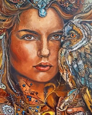 Woman With Owl Paint By Numbers