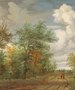 Wooded Landscape With Figures Hobbema Paint By Numbers