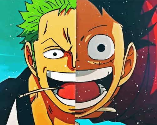 Zoro Luffy Half Face Paint By Numbers