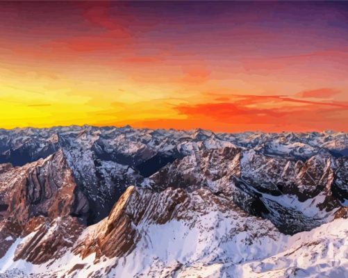 Zugspitze Sunset View Paint By Numbers