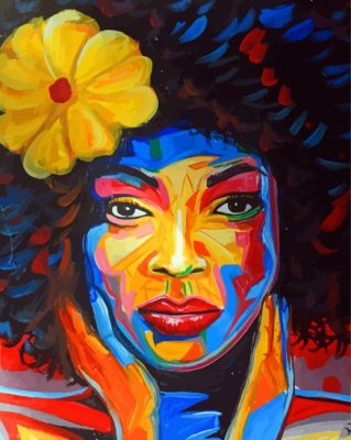 Abstract African Woman With Colorful Face Paint By Numbers