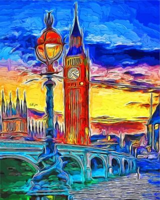 Abstract Big Ben London Tower Paint By Numbers