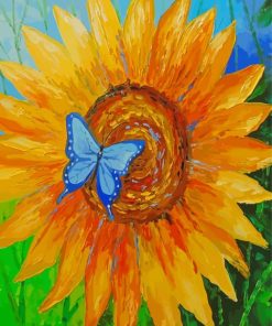 Abstract Sunflower With Butterfly Paint By Numbers