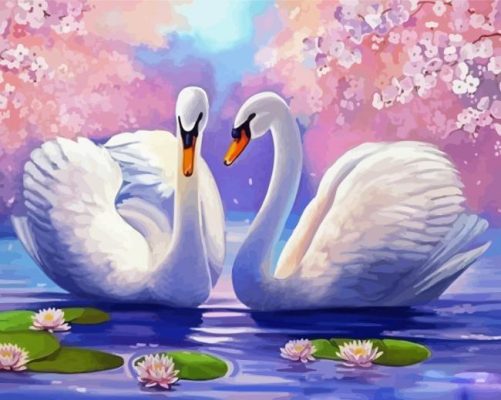 Aesthetic Cherry Tree And Swans Paint By Numbers