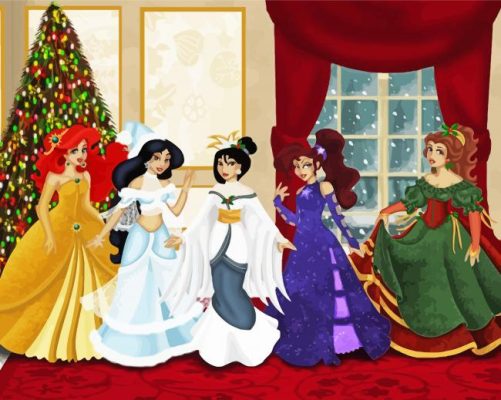 Aesthetic Disney Christmas Princesses Paint By Numbers