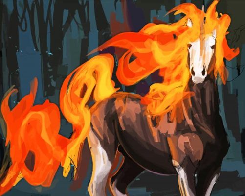 Aesthetic Fire Unicorn Paint By Numbers