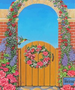 Aesthetic Garden Gate Flowers Paint By Numbers