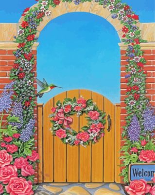 Aesthetic Garden Gate Flowers Paint By Numbers