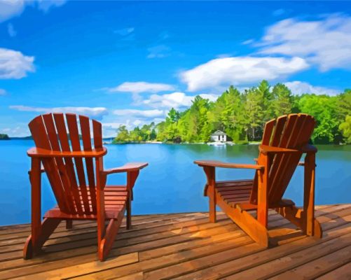 Aesthetic Lake Chairs Paint By Numbers