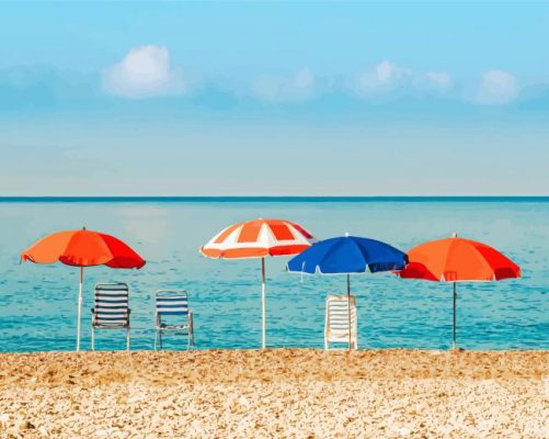 Aesthetic Parasols On The Beach Paint By Numbers