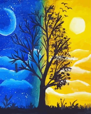 Aesthetic Tree Night And Day Art Paint By Numbers