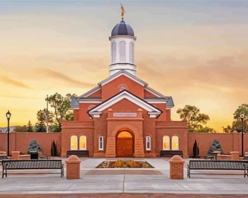 Aesthetic Vernal Utah Temple Sunset Paint By Numbers