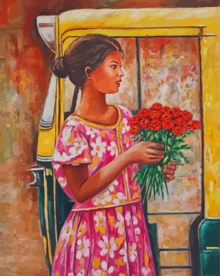 Aesthetic Flower Seller Paint By Numbers