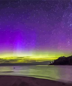 Aurora Light In Marquette Superior Lake Paint By Numbers