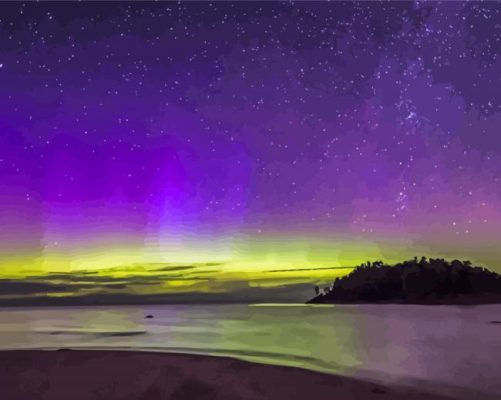 Aurora Light In Marquette Superior Lake Paint By Numbers