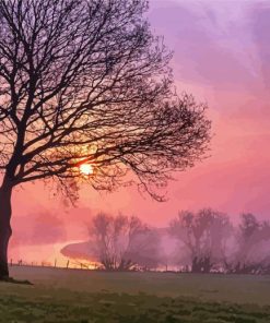 Beautiful Misty Sunrise Paint By Numbers