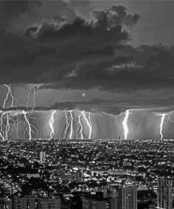 Black And White Lightning Sky Scape Paint By Numbers