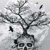 Black And White Skull And Tree Paint By Numbers