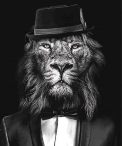 Black And White Stylish Lion Paint By Numbers