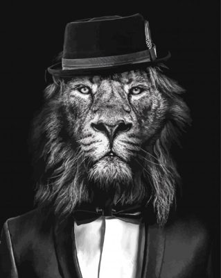 Black And White Stylish Lion Paint By Numbers