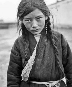 Black And White Tibetan Girl Paint By Numbers
