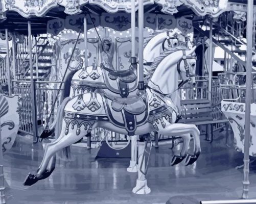 Black And White Carousel Paint By Numbers