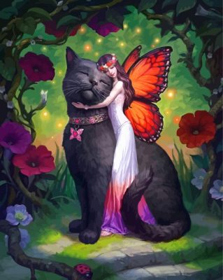 Black Cat With Butterfly Fairy James Ryman Paint By Numbers