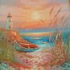 Boats And Lighthouse Art Paint By Numbers