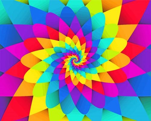 Bright Rainbow Spiral Psychedelic Paint By Numbers