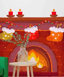 Christmas Fireplace Art Paint By Numbers