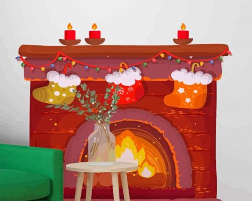 Christmas Fireplace Art Paint By Numbers