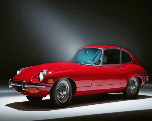 Classic Red Jaguar Car Paint By Numbers