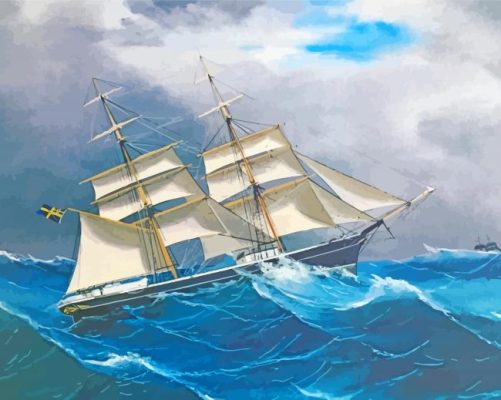 Clipper Ship In Storm Paint By Numbers